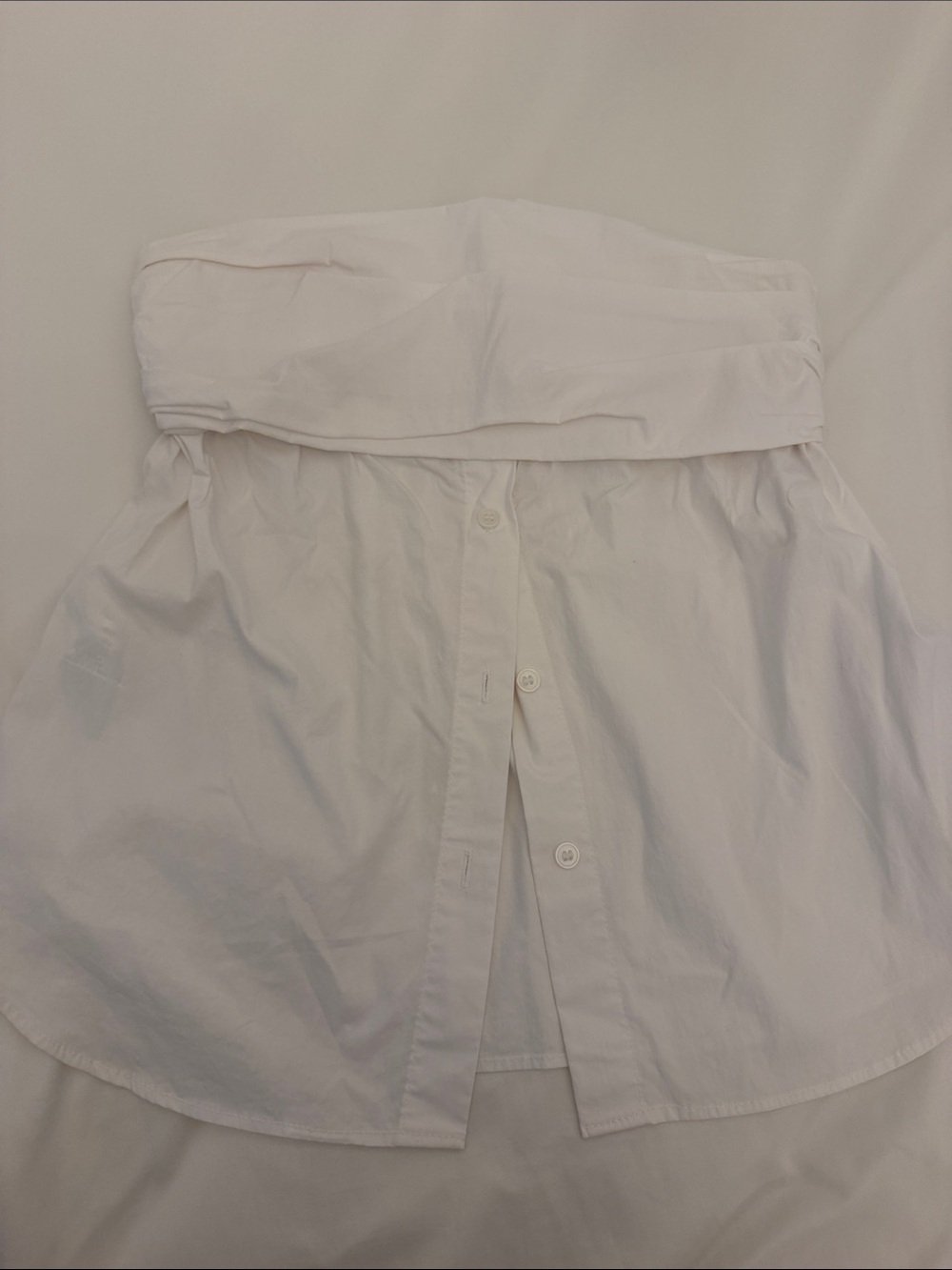 Zara White Strapless Button-Front Blouse